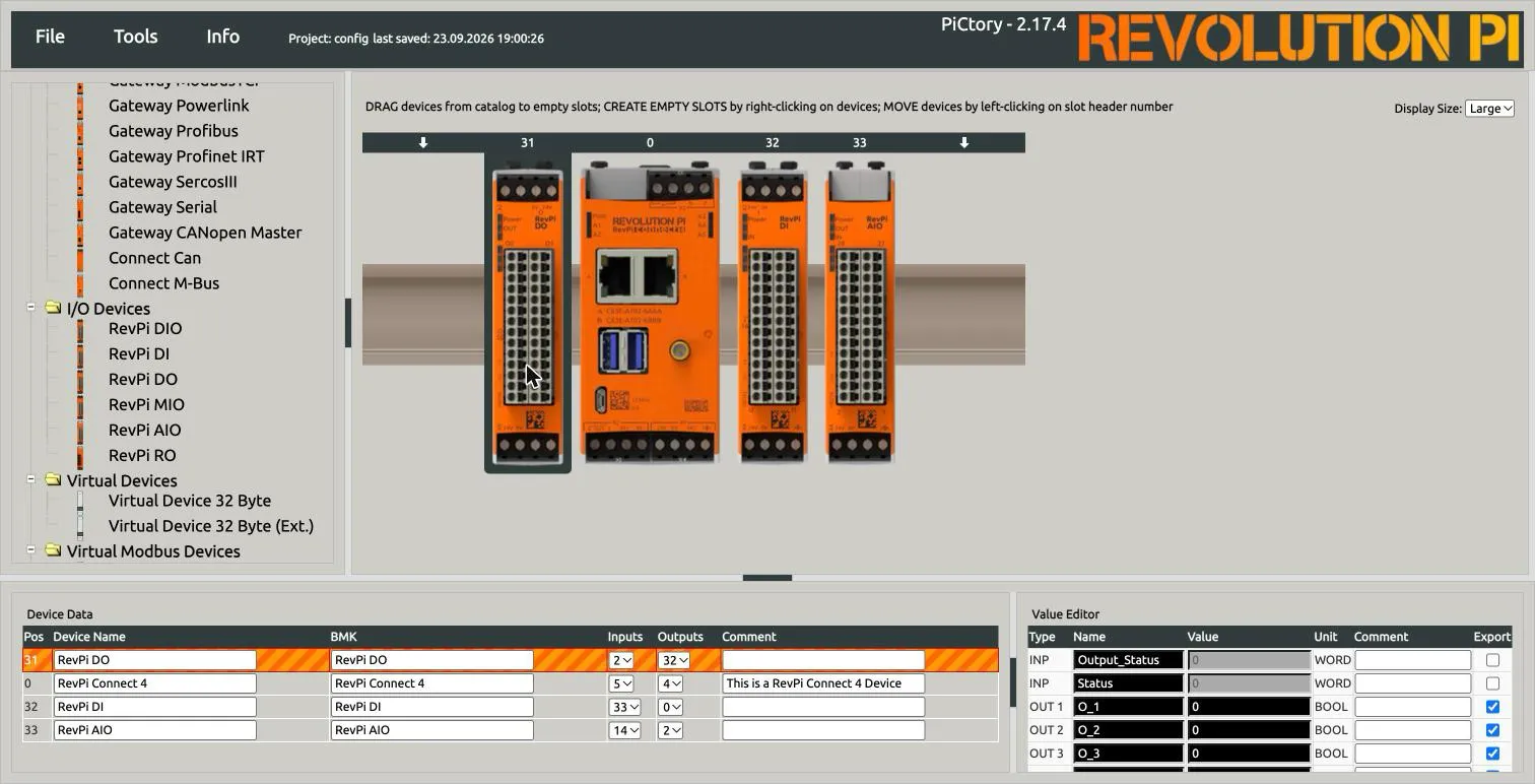 Value Editor of the RevPi DO